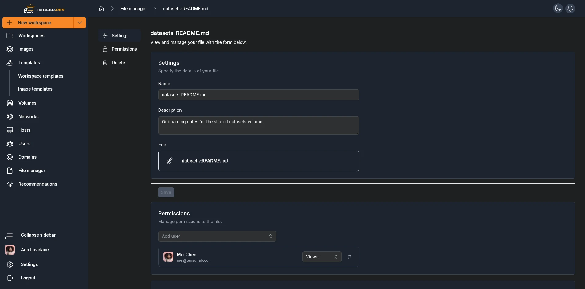 File Details page